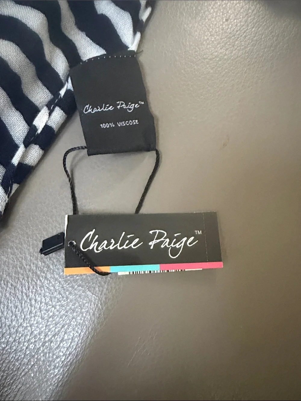 Charlie Paige Black and White Striped Lightweight Scarf Wrap